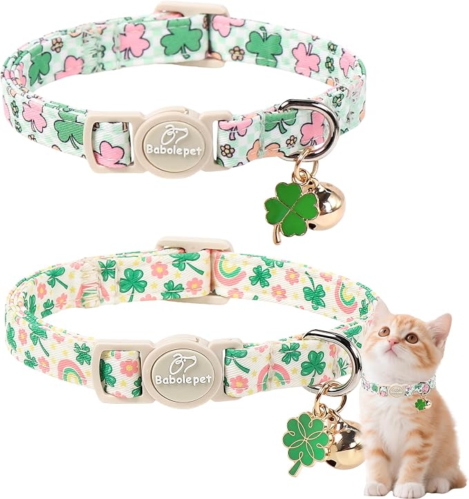 2 Pack St. Patrick’s Day Cat Collars by Babolepet