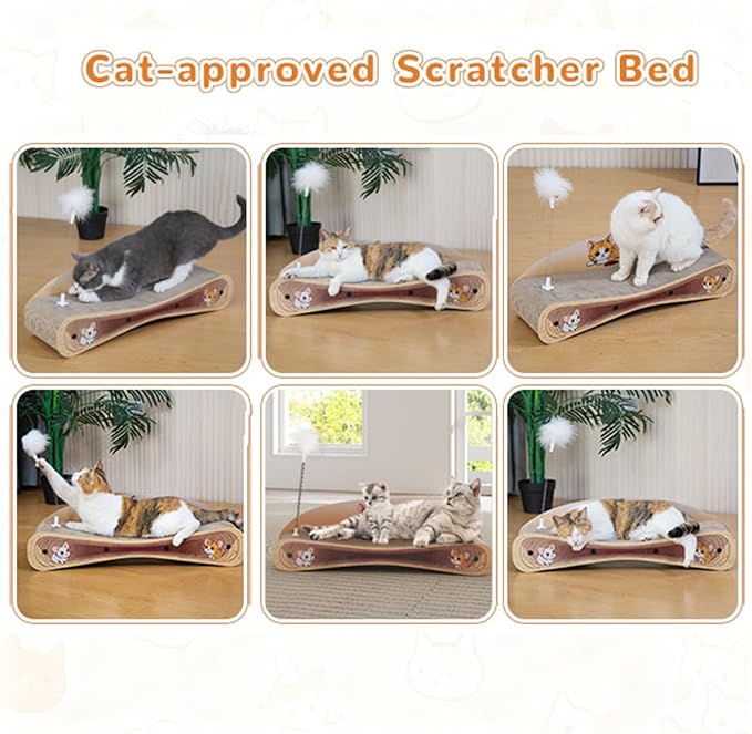COZIWOW Cat Scratcher Lounge, Cat Scratching Board, Cardboard Lounge Bed - Image 4