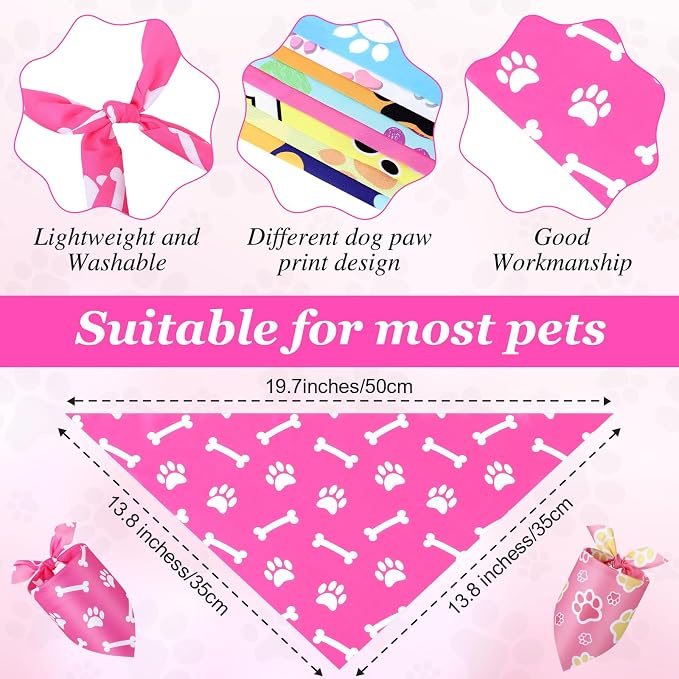 Abbylike 50 Pcs Paw Print Dog Bandanas Bulk Cute Footprint Bandanas - Image 3