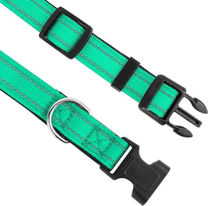 Reflective Dog Collar, Adjustable Soft Neoprene Padded Nylon Pet Collars