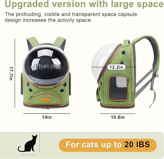 Cat Backpack Carrier, Breathable Cat Bubble Backpack Upgrade Large Space Cat - Image 2