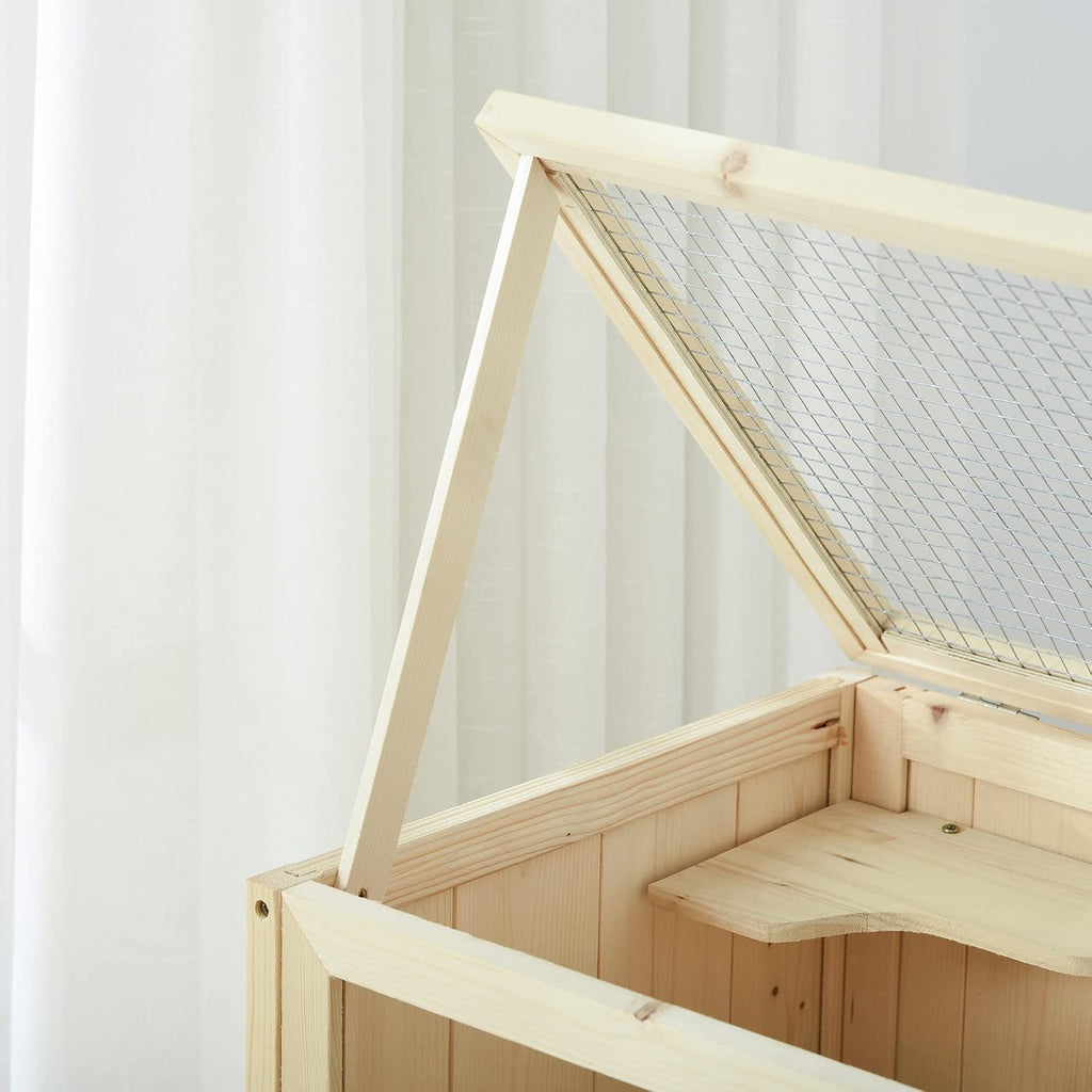 PawHut 3-Tier Wooden Hamster Cage with Storage Shelf - GlobalHabitat Supply