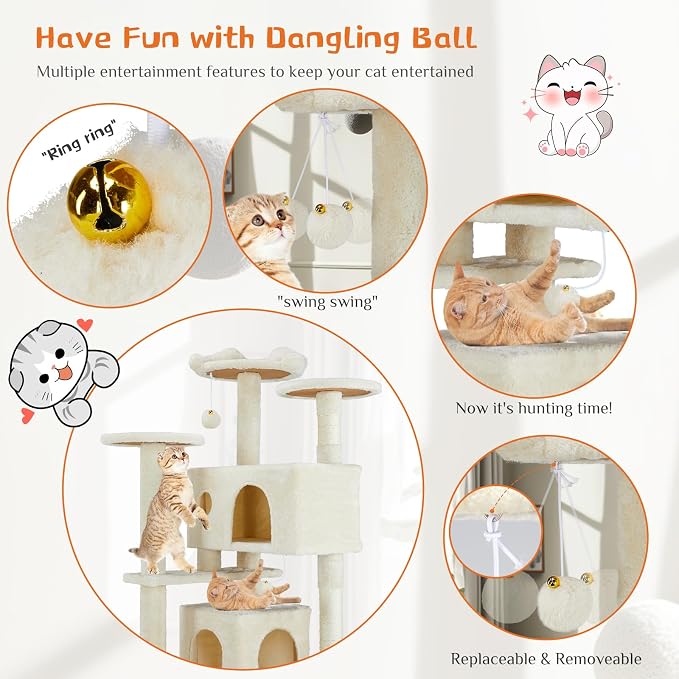 Sweetcrispy 54 Inch Cat Tree Tower, Indoor Cat Condo - Image 2