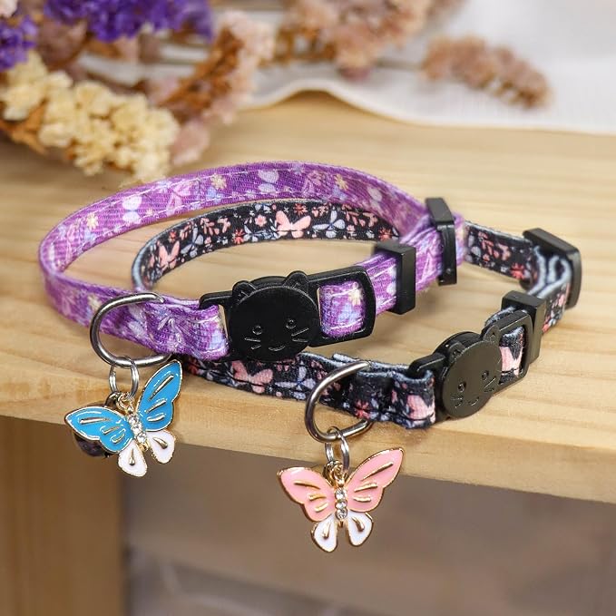 Cat Collar Breakaway, 2 Pack Cotton Cats Collars - Image 2
