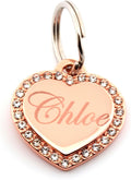 Custom Engraved Personalized Rose Gold-Plated Small Heart Rhinestones Pet by Yippo+Accessories