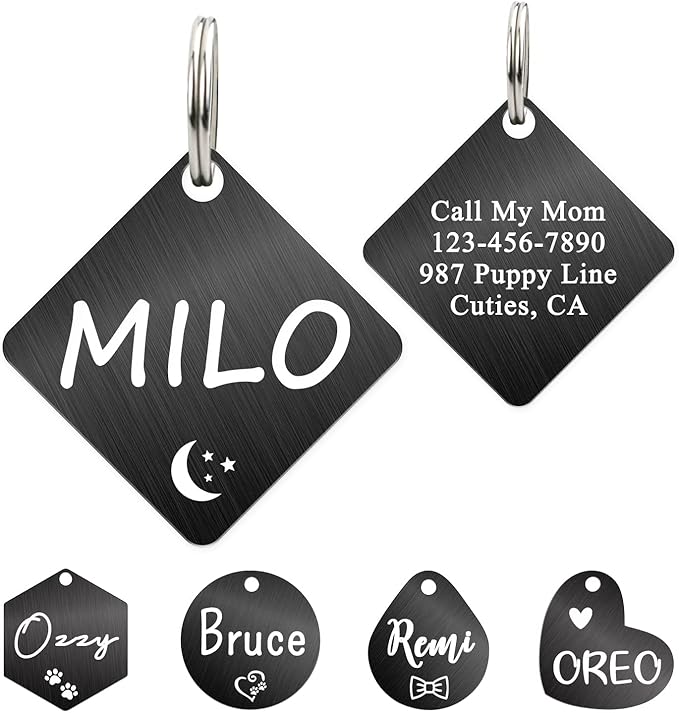 Ultra Joys Dog ID Tag, Custom Dog Tag Personalized Cat Tag, Pet ID Tag by UltraJoys