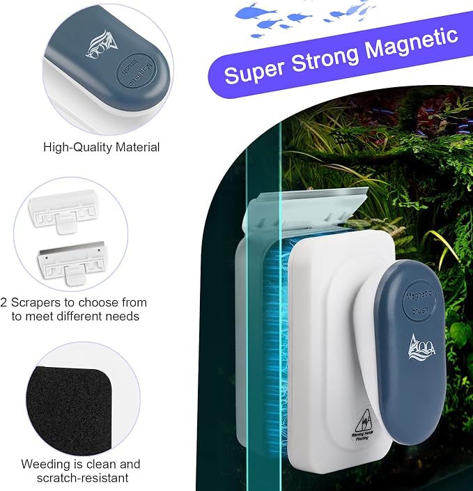 AQQA Aquarium Strong Magnetic Cleaner Brush, Fish Tank Glass Algae Magnet - Image 2