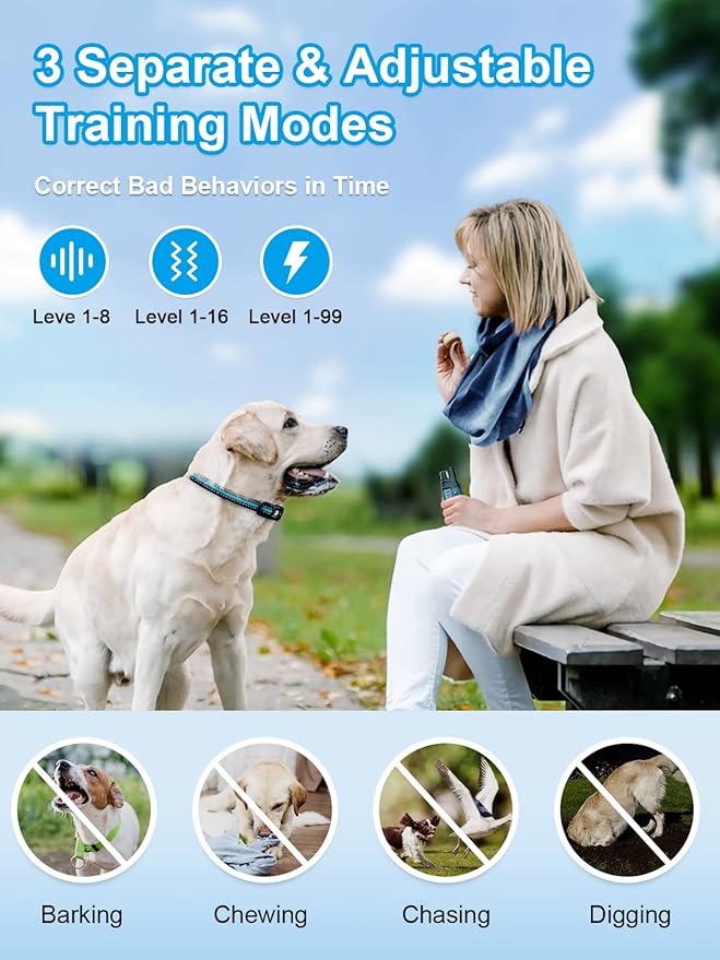Bousnic Dog Shock Collar 2 Dogs - 3300 ft Waterproof Training Collar - Image 3