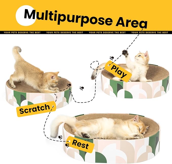 Cat Scratcher Cardboard, 2 in 1 Oval Cat Scratch Pad Bowl - Image 2