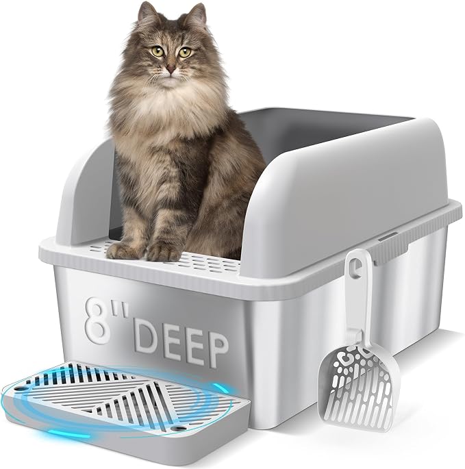 8" Deep Stainless Steel Cat Litter Box by Suzzipaws