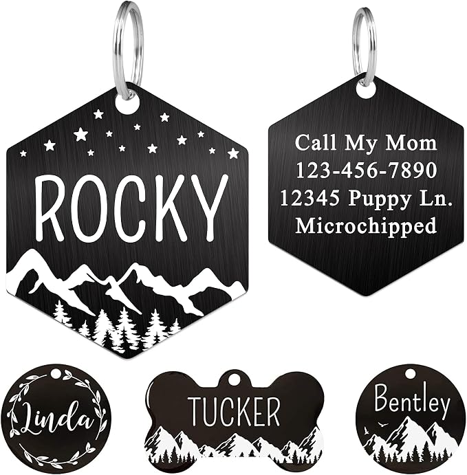 Ultra Joys Stainless Steel Pet ID Tag Dog Name Tags Personalized Front and Back by UltraJoys