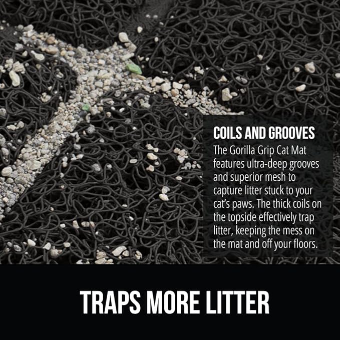 GORILLA GRIP Cat Litter Box Mat, Water Resistant, US Designed Kitty Litter - Image 3