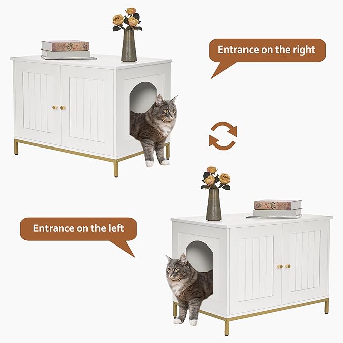 Homhedy Cat Litter Box Enclosure, Cat Washroom Furniture - Image 6