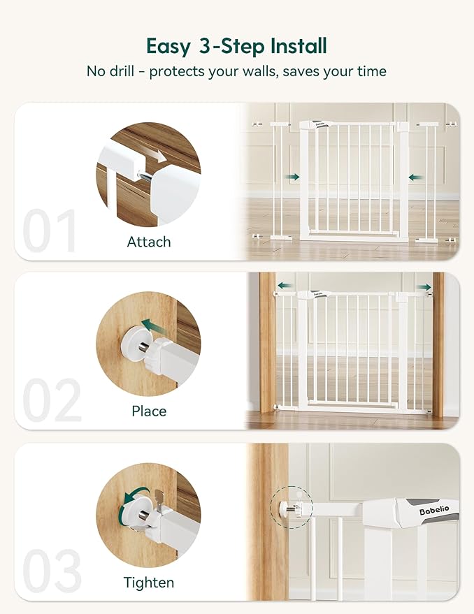 BABELIO Safety Gate Door Fits for Stairs, Narrow and Wide Doorways - Image 5