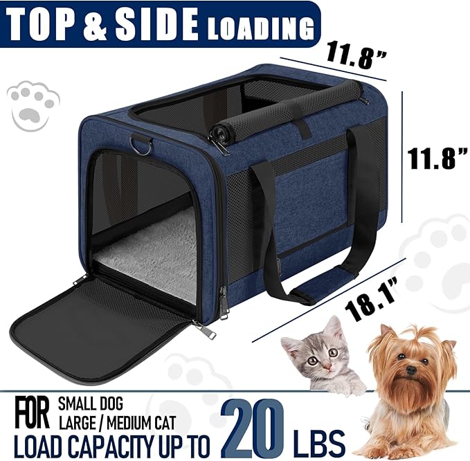 Dog Carrier Soft/Cat Crates Large Cat 20 to 25 pounds/Softsided Pet Car Travel - Image 7