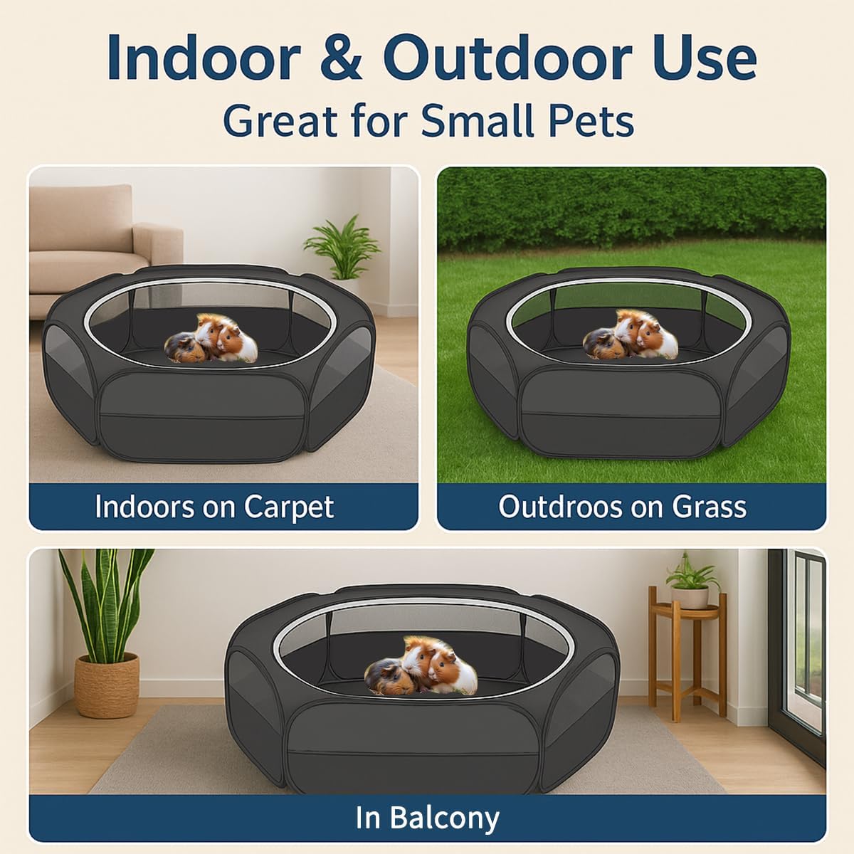Amakunft 2-in-1 Small Animal Playpen with Pad Mat - GlobalHabitat Supply