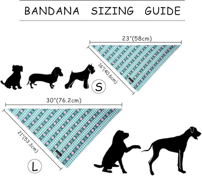 ARING PET St Patrick's Day Dog Bandana, Cute Green Grid Pink Clover Shamrocks - Image 6