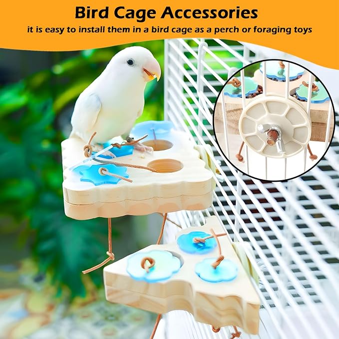 2Pcs Wooden Small Bird Foraging Toys, Interactive Parakeet Foraging Toys - Image 5