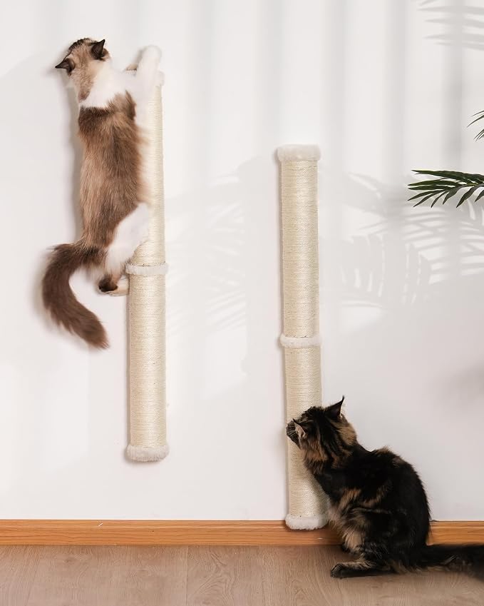 68" Cat Wall Scratcher, 2-Pcs of 34inch Tall Sisal Scratching Posts, Wall by Aechonow