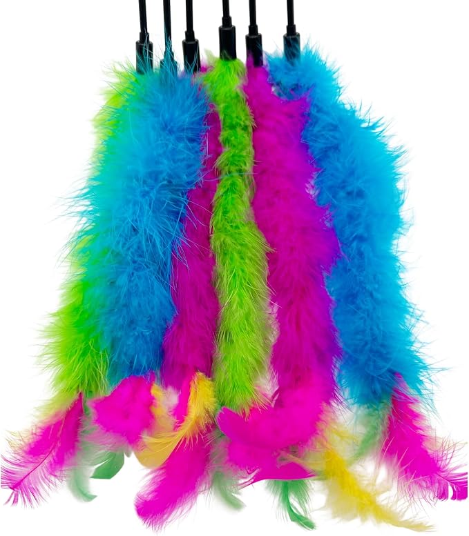 Cat Wand Feather Toys, 6 Pieces Interactive Cat Feathers Teaser Toy - Image 5