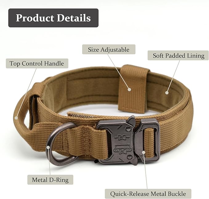 Tactical Dog Collar, Adjustable Military Training Nylon Dog Collar - Image 2