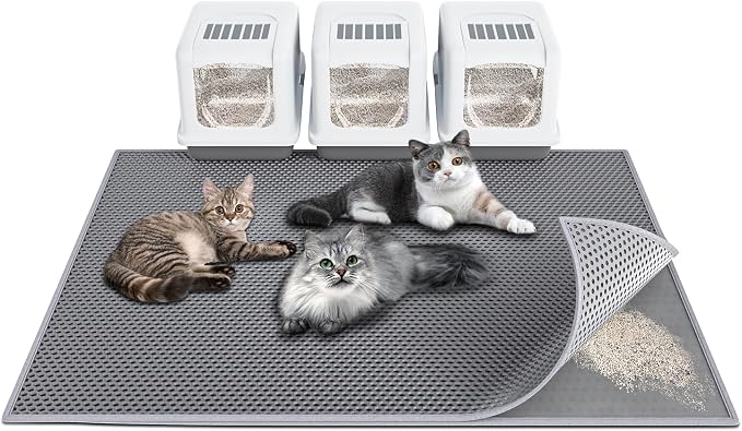 Cat Litter Box Mat: 47"x 36" Waterproof Kitty Cat Litter Trapping Mat, by Createabetterlifeforyou