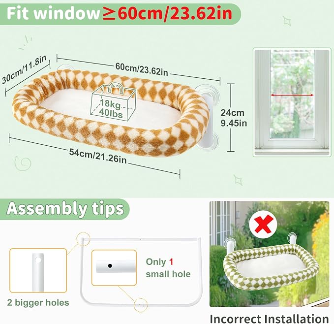 Sunhoo Cat Window Perch Bed Foldable Kitty Windowsill Hammock Shelf Seat Large - Image 4