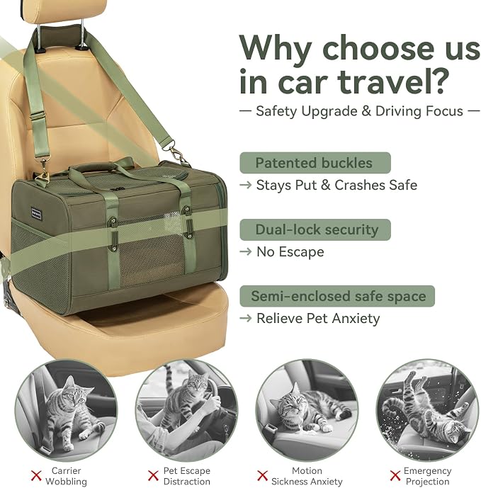 Petsfit 19x12x12 Pet Carrier for Large Cats, Soft-Sided Small Dog Travel Carrier - Image 2