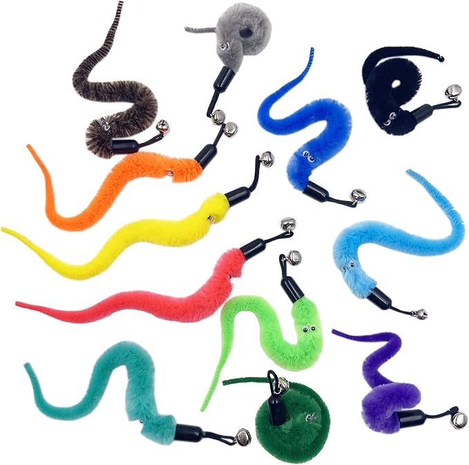 Cat Toy Worm Refills, 12 Pieces Interactive Cat Wand Attachments Worms Toy - Image 4