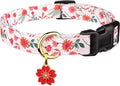 Cotton Handmade Dog Collar Cute and Distinctive Patterns Red and White Flower by Fyeqyaou