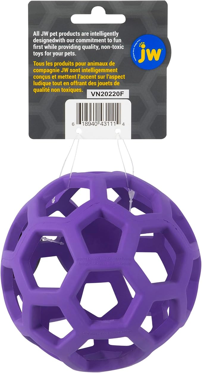 JW Pet Hol-ee Roller Dog Toy Puzzle Ball, Natural Rubber, Colors May Vary - Image 2