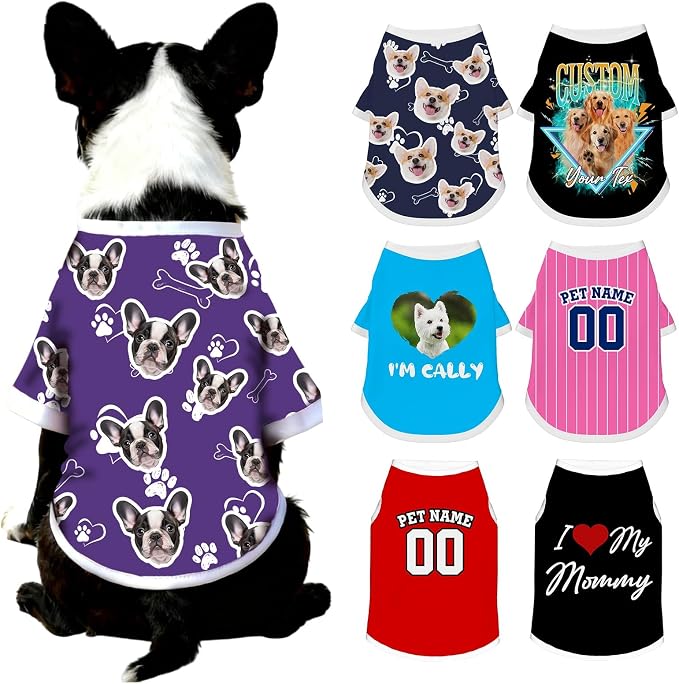 Custom Dog Shirt with Name Photo Text Logo Personalized Dog Pullover Shirts by Unknown