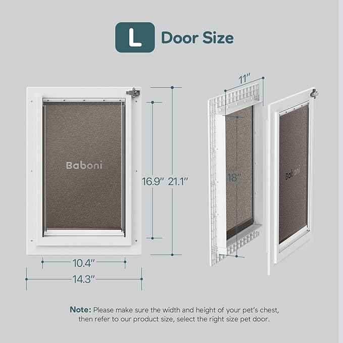 Baboni 3-Flaps Pet Door for Interior and Exterior Doors, Durable Plastic Frame - Image 4