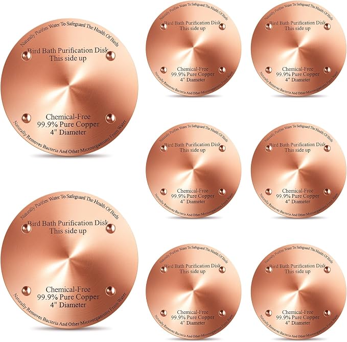 8 Pcs Bird Bath Copper Disk, 0.6mm Thick Reinforced 99.99% Pure Copper Birdbath by Unknown
