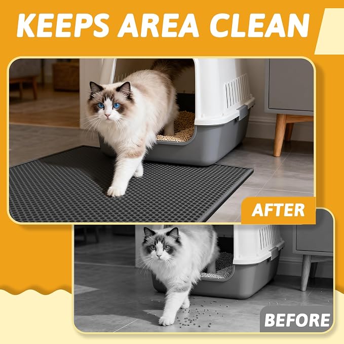Pieviev Cat Litter Mat Double Layer Waterproof Urine Proof Trapping Mat 1 Pack) - Image 3