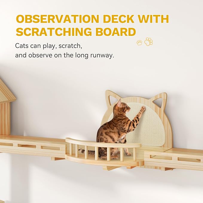 DWVO Solid Wood Cat Wall Shelves and Perches, Tall Floor to Ceiling Cat Tower w - Image 7
