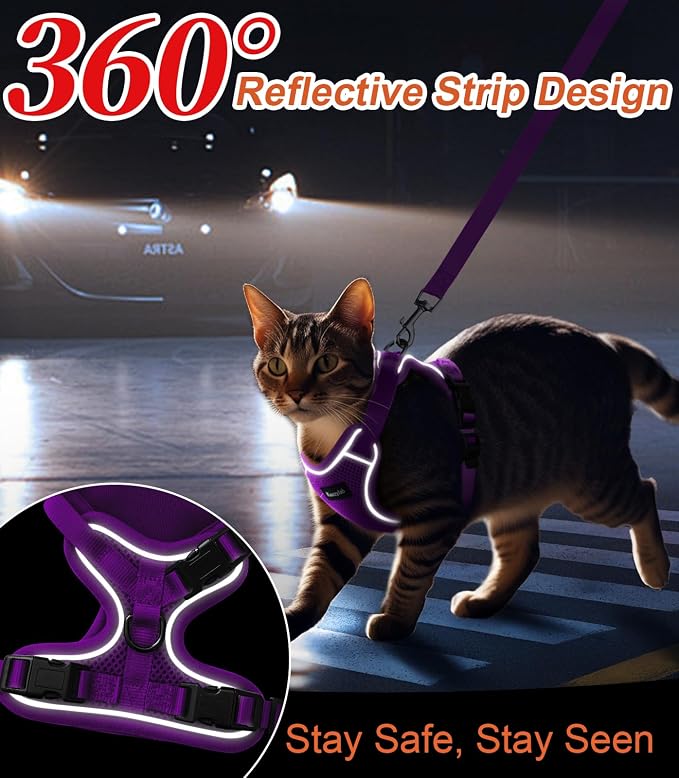 Cat Harness and Leash for Walking Escape Proof Soft Adjustable Cat Leash - Image 3