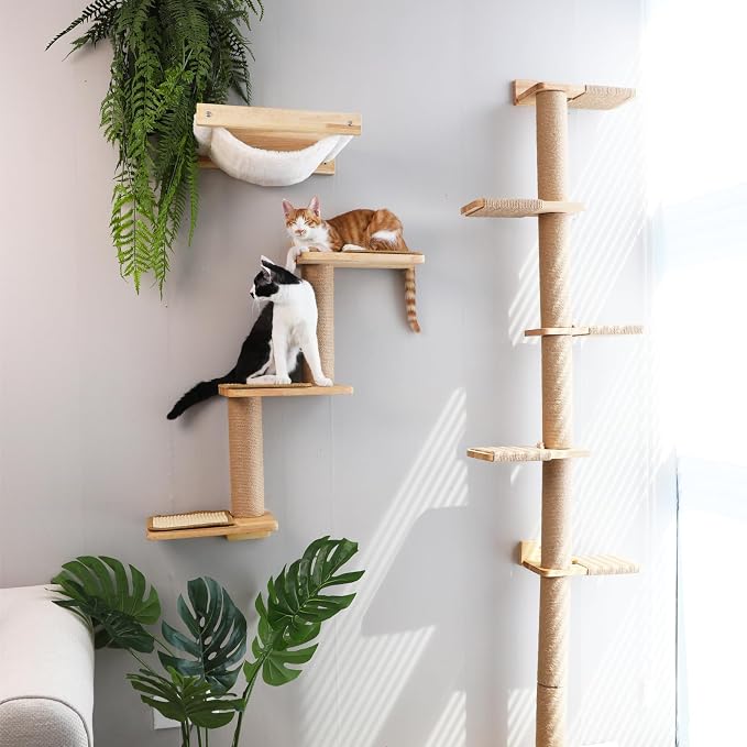 FUKUMARU Cat Wall Shelves, 3 in 1 Transformable Cats Scratching Post Wall - Image 4