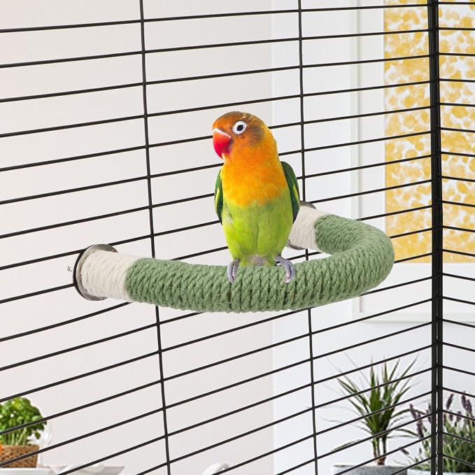 Hypeety Bird Perches Parrot U Shape Natural Wood Hemp Rope Stand Perch Bird - Image 7