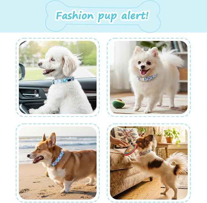 Cotton Collar for Dog，Soft Adjustable Dog Collars for Medium Dogs, Cute Dog