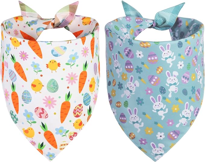 Easter Dog Bandana XLarge 2PCS, Colorful Scarf by Unknown