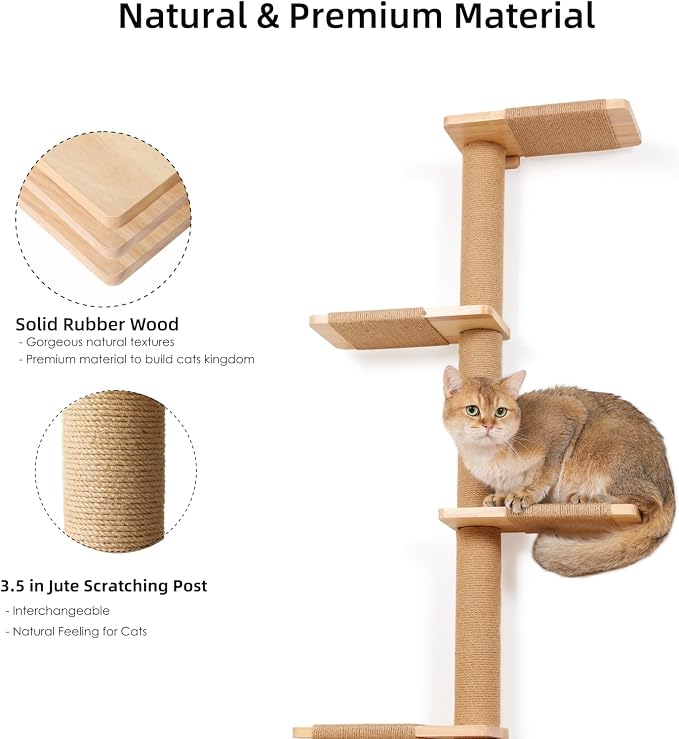 5 Tier Floor to Ceiling Cat Tree Tower - Image 3