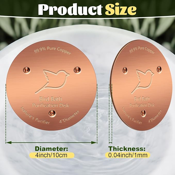 NNG 2 Pack Bird Bath Copper Disk, 1mm Thick Reinforced 99.9% Pure Copper Bird - Image 5