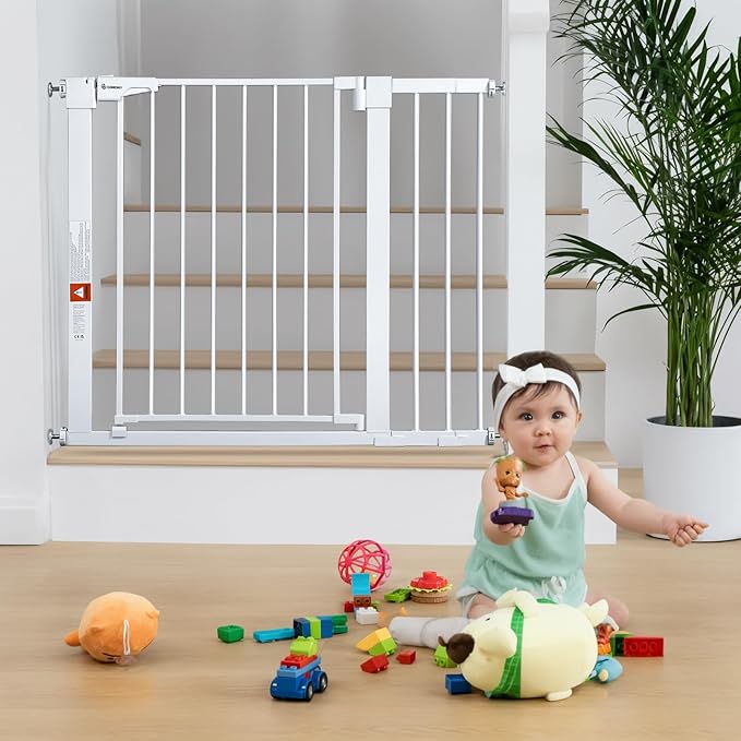 COMOMY 30" Tall Baby Gate for Stairs Doorways, Fits Openings 29.5" to 40.5" Wide by COMOMY