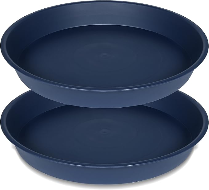 2 Pack of 14 inch Plant Saucers Bird Bath Bow Round, Plastic Plant Saucer Tray by Bleuhome