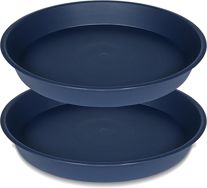 2 Pack of 18 19 inch Plant Saucer Drip Tray, Heavy Duty Deep Plant Saucers by Bleuhome
