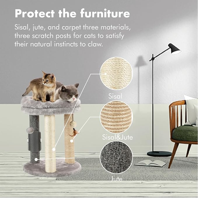 MECOOL 4in1 Small Cat Tree, Scratching Post - Image 3