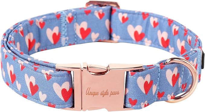 Unique style paws Valentine's Day Dog Collar Metal Buckle Collar Blue Pink Love by Uniquestylepaws