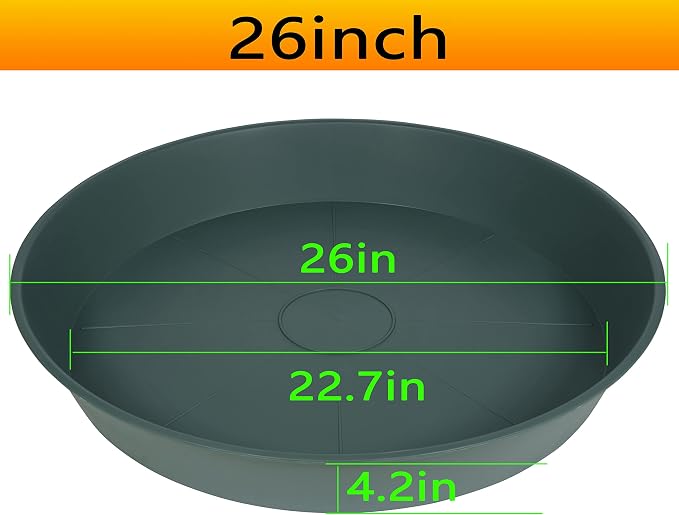 3 Pack of 25 26 inch Plant Saucer, 4.2" Depth, Large Deep Plastic Flower - Image 2