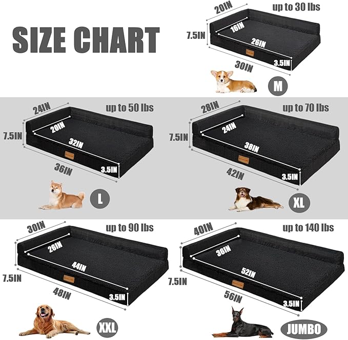 Patas Lague Orthopedic XL Dog Bed Large Sized Dog 42''X28'', Waterproof L - Image 5
